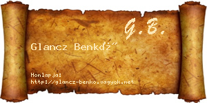 Glancz Benkő névjegykártya